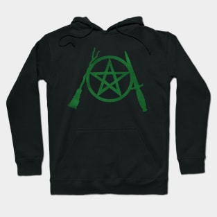 Green on Black Pent, Besom & Blade Hoodie